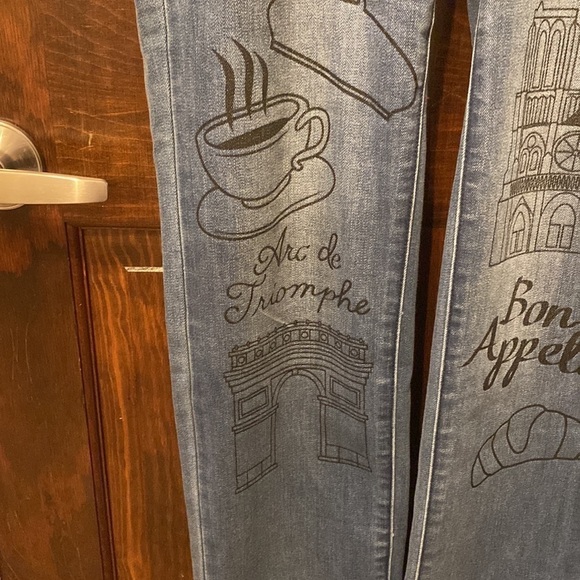 Ashro Paris Pattern Themed Denim Straight Leg Jeans - Picture 8 of 11